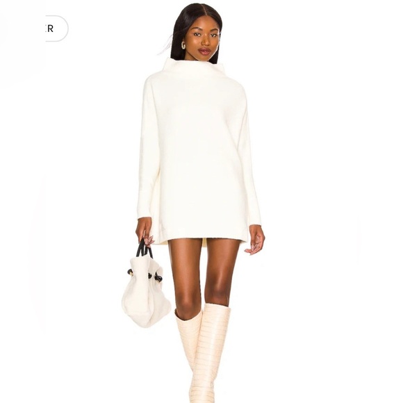 Free People Dresses & Skirts - Free People Ottoman Slouchy Tunic Sweater Dress Mock Neck Ecru Ivory Sz S 0006